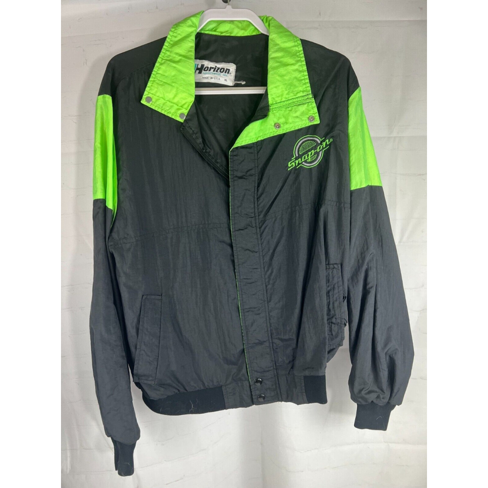 Men's Horizon Sportswear Snap On Tools Windbreaker Jacket Size XL Black EUC